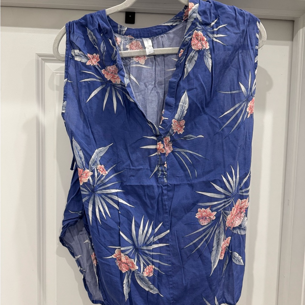 Floral Blue Sleeveless Top
